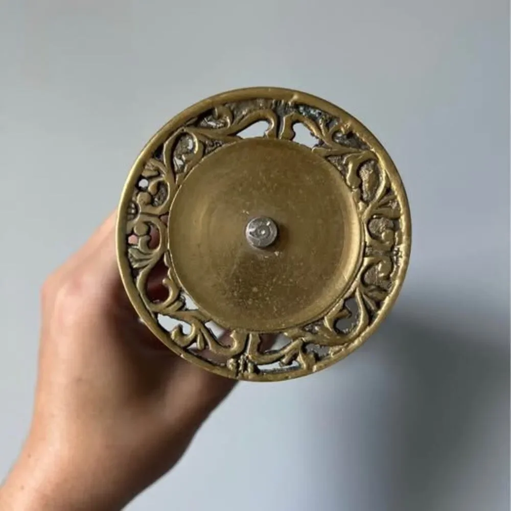 Vintage Green Marble and Brass Candle Holder - needs repair
